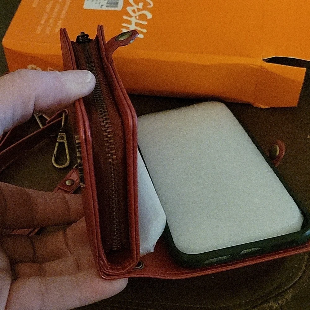 Red iPhone 11 Zipper Wallet Cell Phone Case Pleather